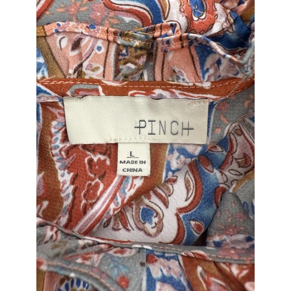 PINCH Floral Paisley Ruffle Neck Tiered Midi Dress Womens Size L - Picture 3 of 10